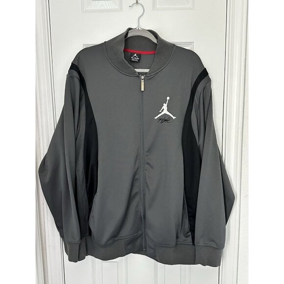 Nike Jordan Flight Knit Full Zip Track Jacket Men's 2XL Gray Black Jumpman - Picture 1 of 14